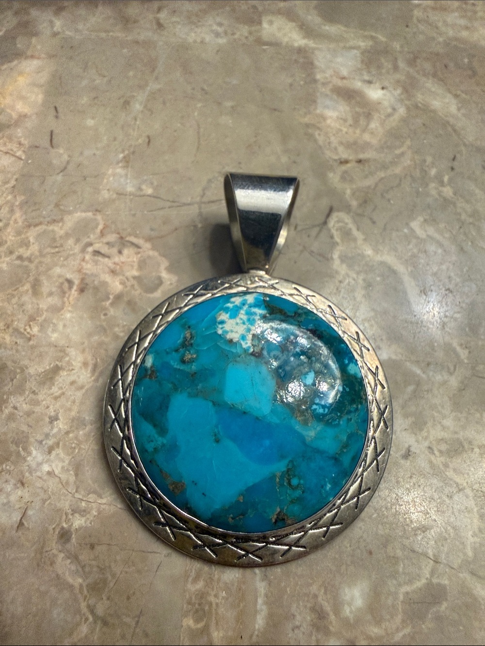 NWOT desert trading company, turquoise pendant set in sterling silver